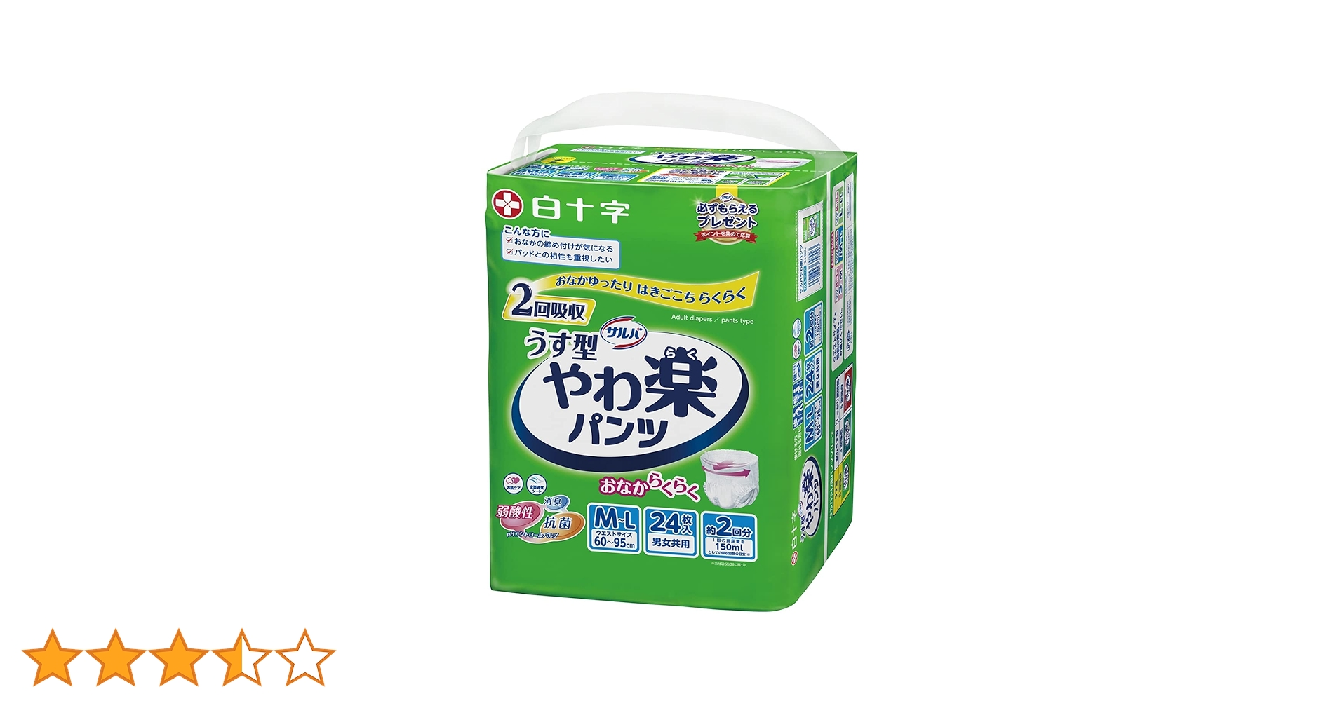 Amazon | サルバ うす型 やわ楽パンツ M~Lサイズ 24枚入 【ADL